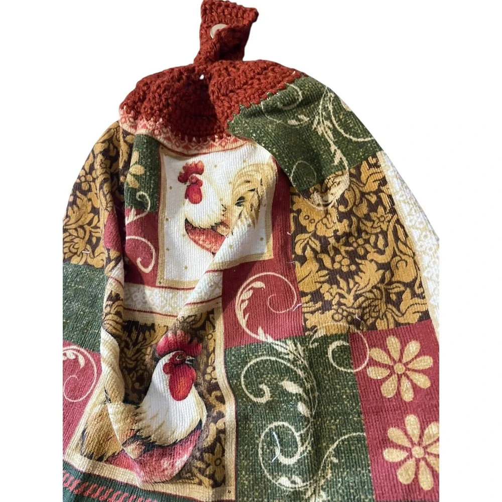 Crochet Top Hanging Kitchen Towel Rooster‎ Farmhouse Country Kitchen
